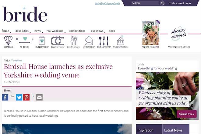 Yorkshire Bride Features Birdsall House