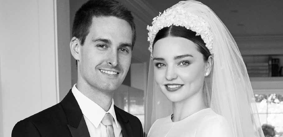 Miranda Kerr and Evan Spiegel on their wedding day