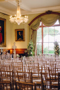 empty chairs ahead of a wedding ceremony at Birdsall House