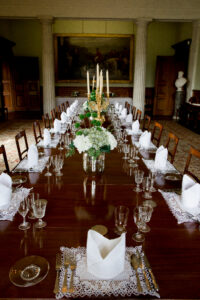 Dinner table set at Birdsall House 