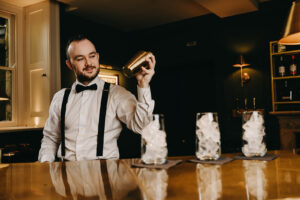 bartender preparing drinks at Birdsall's supper club