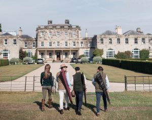 uests arriving at Birdsall House for a simulated clay shooting day